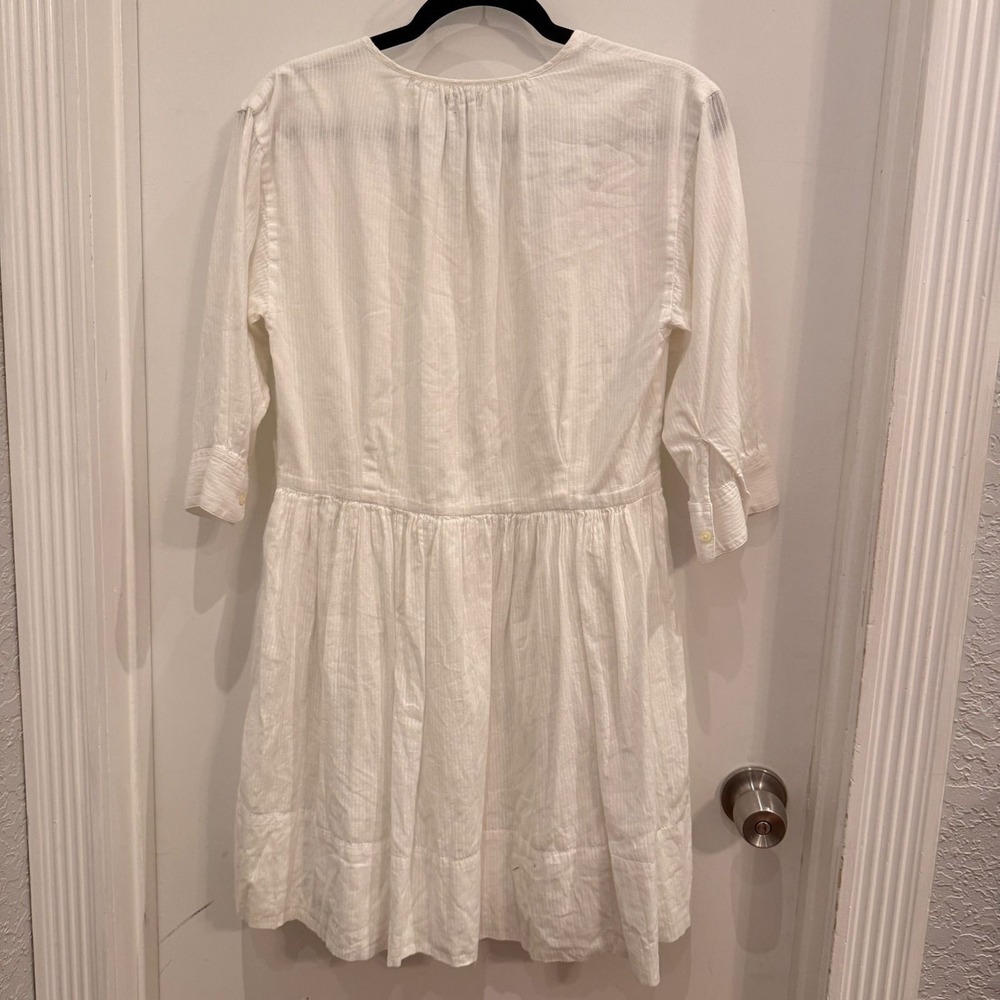 Gap White Gauze Button Front Dress 4 Cottagecore Boho Coastal Minimalist - Picture 2 of 3